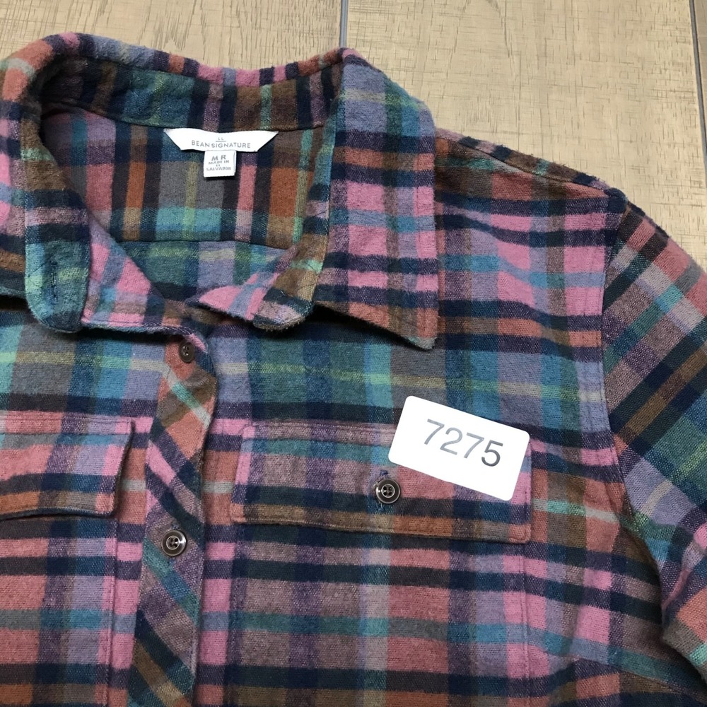 L.L. Bean Chamois Cloth Shirt Womens Size M Pink Plaid Button Up Tunic Cabincore - Picture 11 of 11